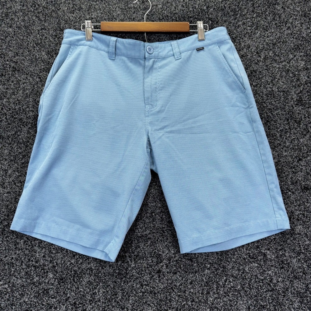 Travis Mathew Mens 34 Blue Micro Check Golf Shorts Stretch Performance RN123280